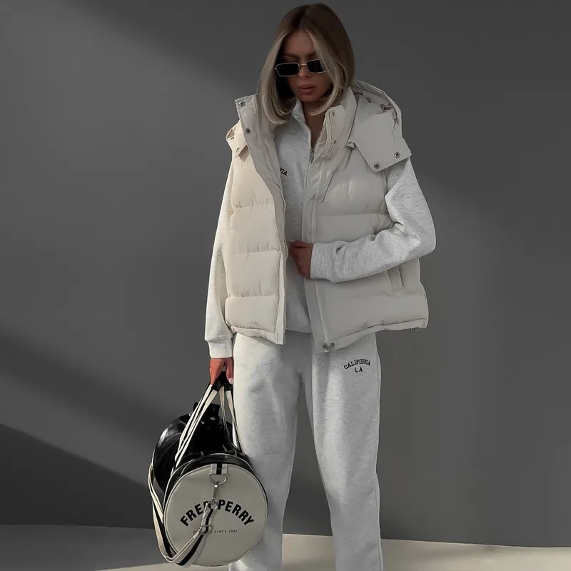 Talenza Women's Sleeveless Down Vest Winter Hooded Warm Jacket Fashion Loose Warm Down Vest Women's Jacket Street Casual Parka