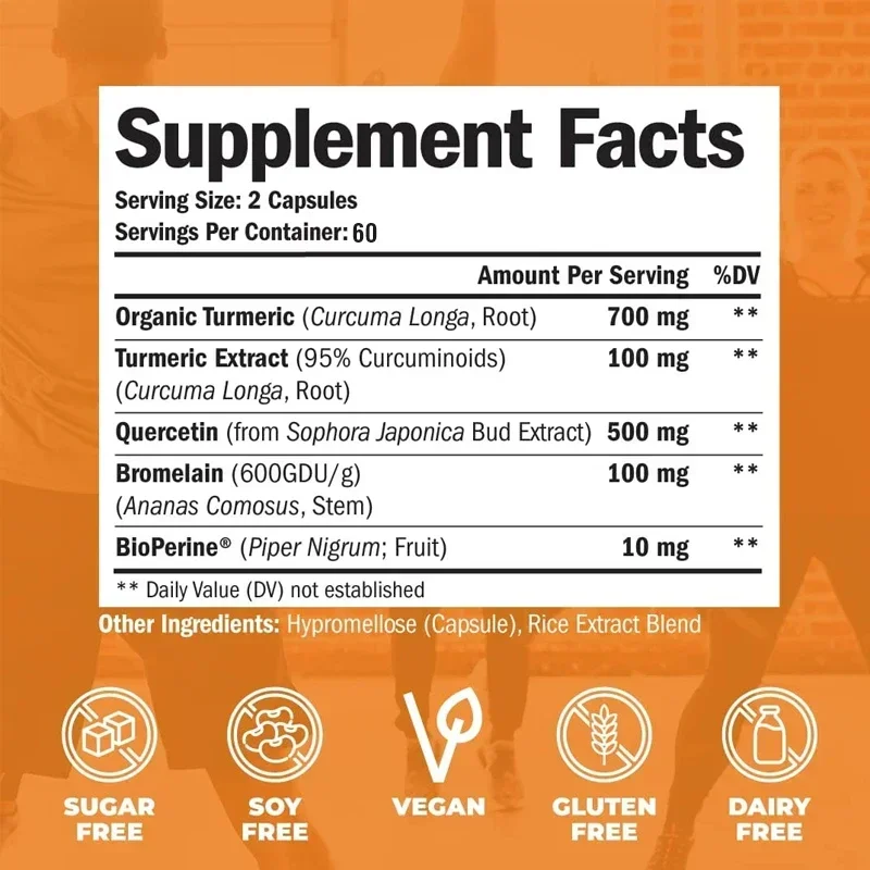 Quercetin with Bromelain & Turmeric - Naturally Supports Joint Health, Balances Inflammation, Antioxidant, Boosts Immunity