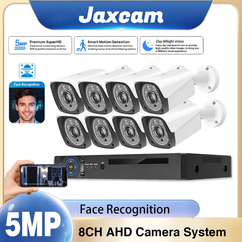 

5MP Face Detection IP Security Camera Audio AI System AHD DVR Kit CCTV Night Vision Outdoor Home Video Surveillance