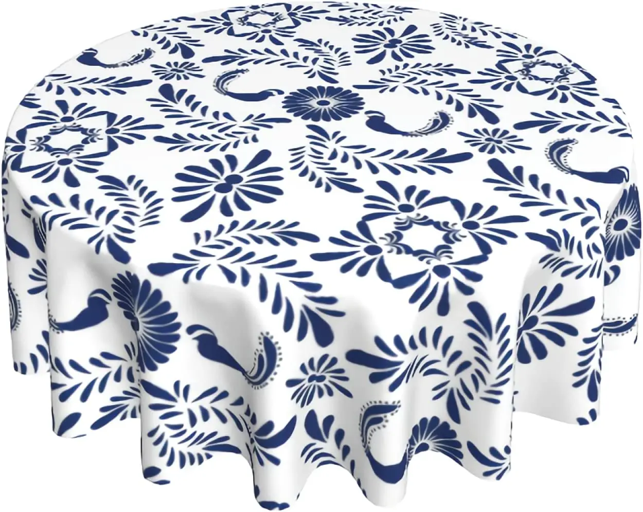 Round Tablecloth 60 Inch Mexican Talavera Table Cloths Waterproof Table Cover for Wedding Party Dining Holiday Banquet