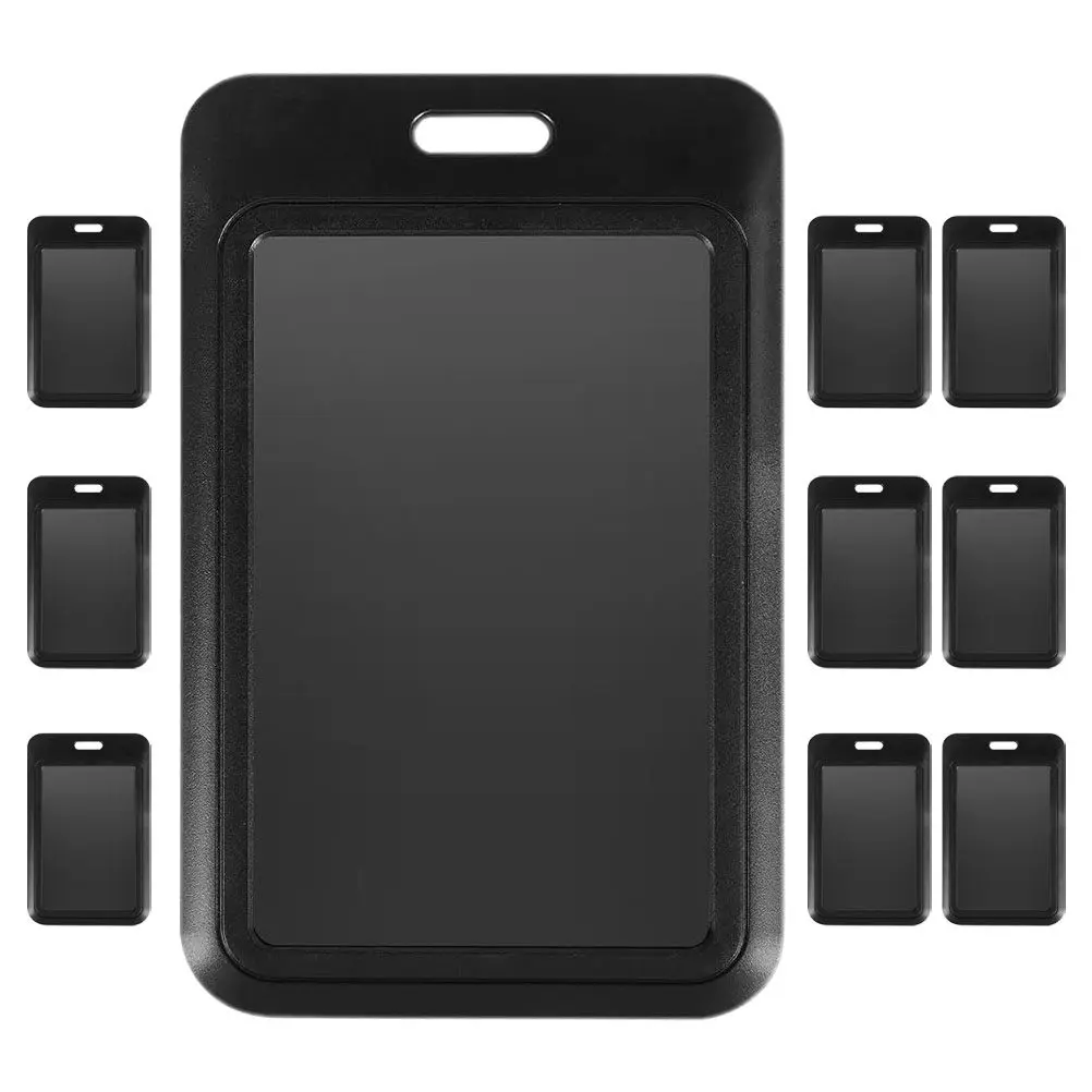 

10Pcs Clear Vertical Badge Holder Heavy Duty Id Card Protector Hard Plastic Case for Work Office Conference Events