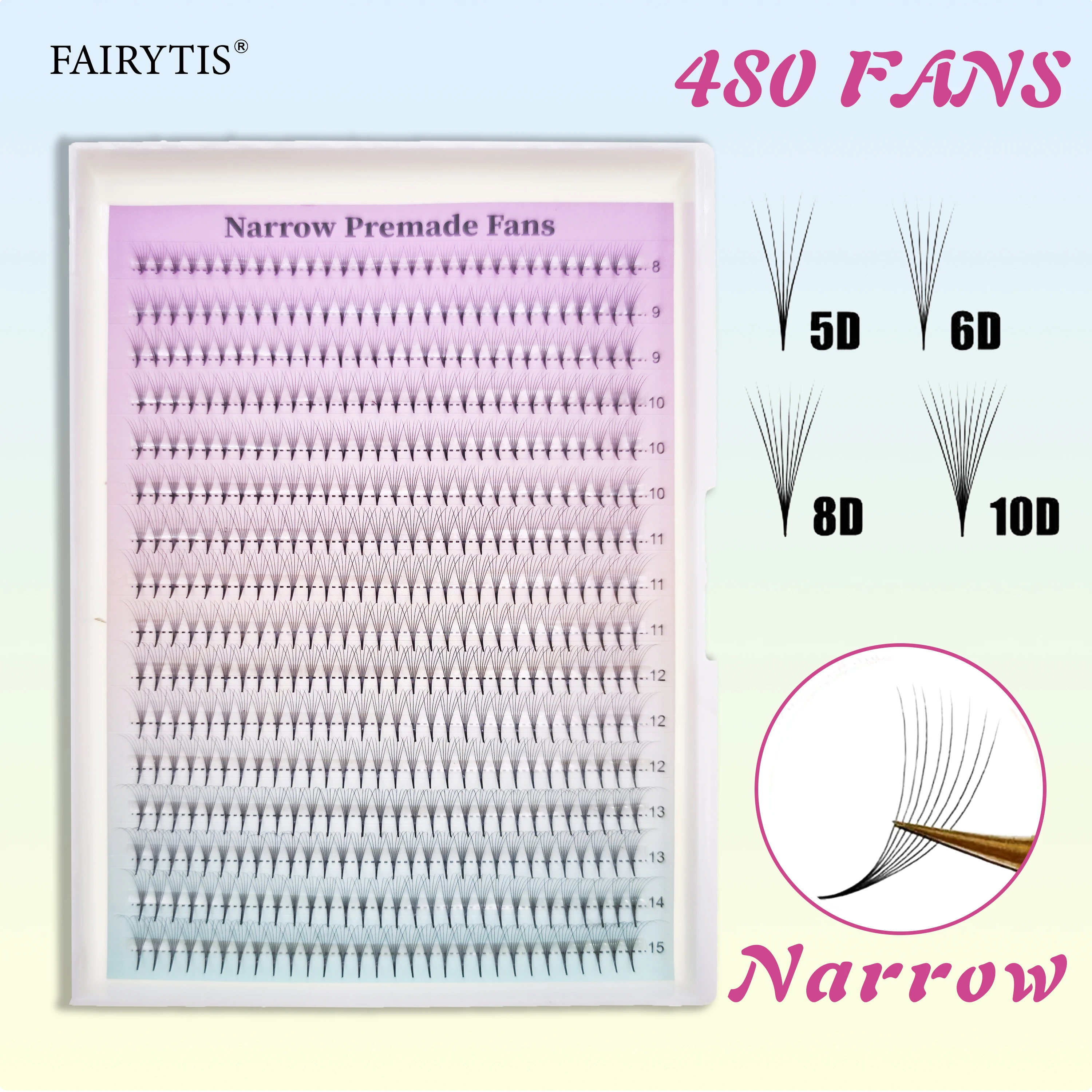 Mega Volume Lash - FAIRYTIS 480 Wąskie Kępki Rzęs Gotowe