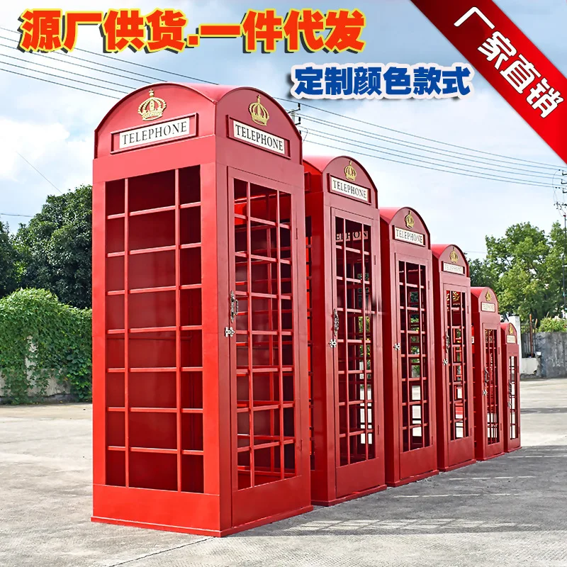 Retro wrought iron phone booth outdoor floor decoration ornament handicrafts Internet celebrity photography props mailbox book b