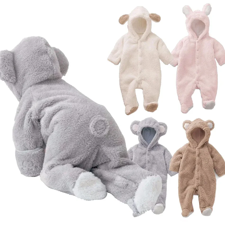 

Autumn Winter Baby Rompers Baby Girl Boy Clothes Fleece Animal Bear Bunny Sheep Newborn Jumpsuits Infant Halloween Costume 0-12M