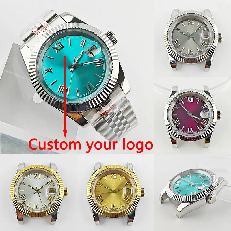 

36mm 39mm NH35 Case Custom logo Dial Sapphire glass 316L Stainless steel Watch Case Fit NH35 movement Automatic Watch Parts