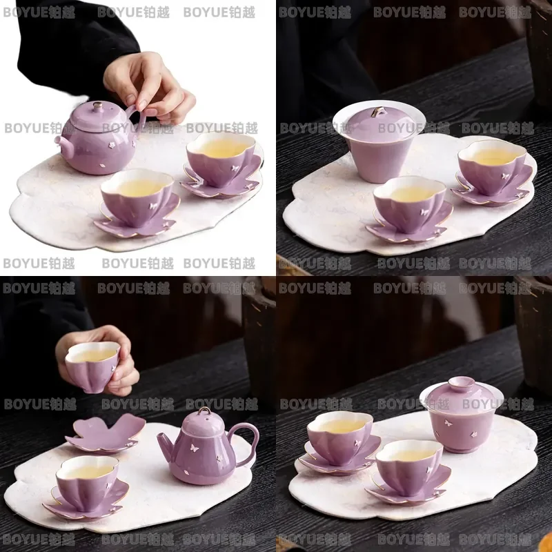 for Chinese Handmade Silver Nail Yan Porcelain Tea Set Kung Fu Outdoor Camping Portable One Pot Two Cups Brewing Teapot