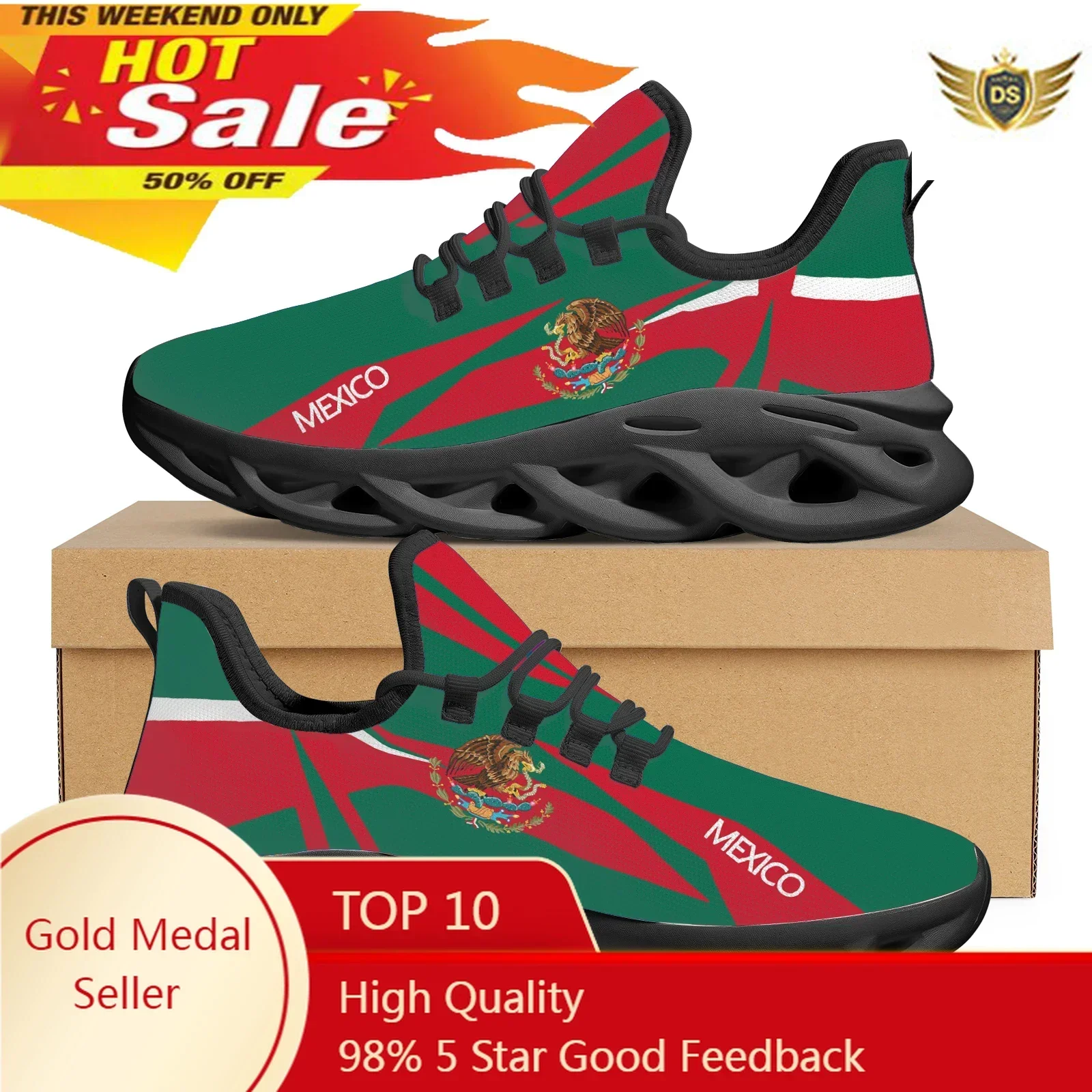 

Spring Autumn Breathable Chunky Sneaker Women Men Mexico Flag Custom Patriotic Shoes Thick Bottom Height Increasing Footwear New