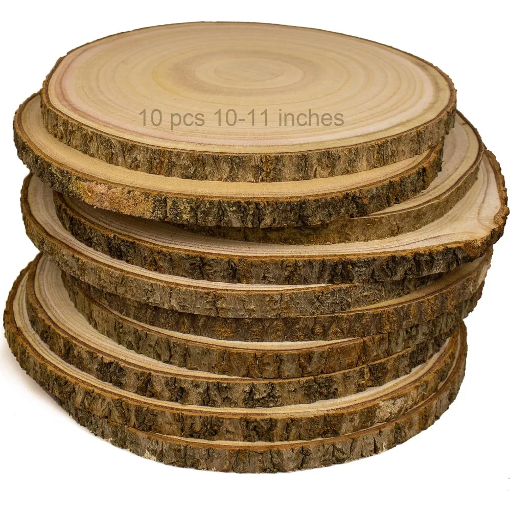 

Natural Unfinished Wood Slices for Centerpieces Rustic Wedding Table Decor 10 inch Wood Rounds Crafts Christmas Decoration 10