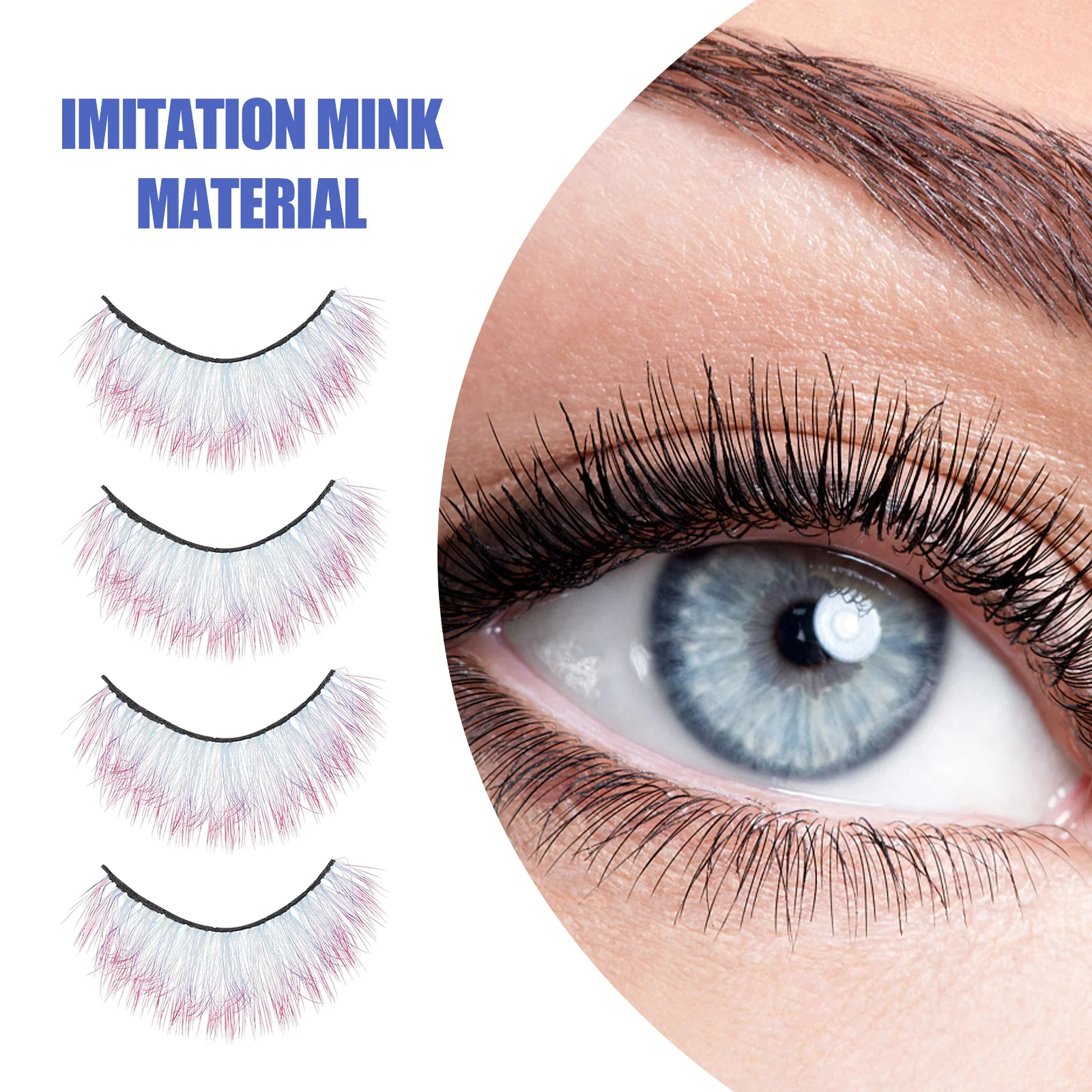 5 أزواج من الرموش الملونة بنمط ملون يعزز مكياج العين لحفلات الهالوين التنكرية وحفلات التخرج الصناعية #1