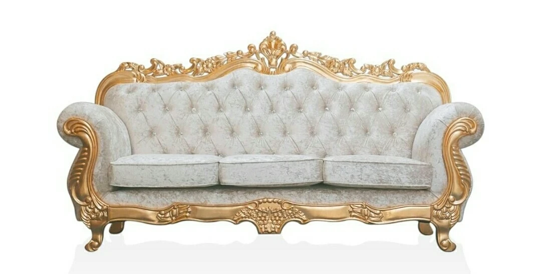 Royal wedding French lounge chair sofa gold foil solid wood carving living room furniture classic lounge chair luxury hotel view 5