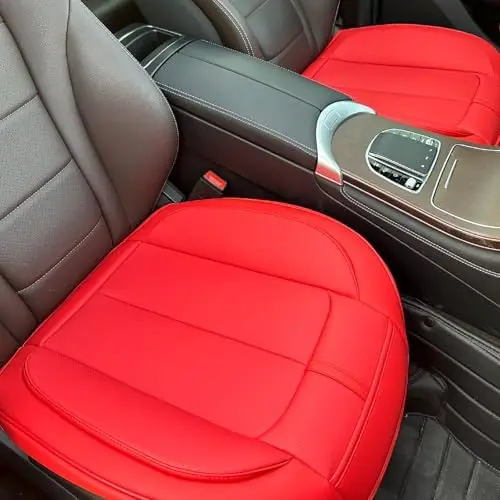 

2-Pack Leather Seat Covers - Anti-Slip, Padded Bottom with Storage, Universal Fit for Cars, SUVs, Trucks (Red)