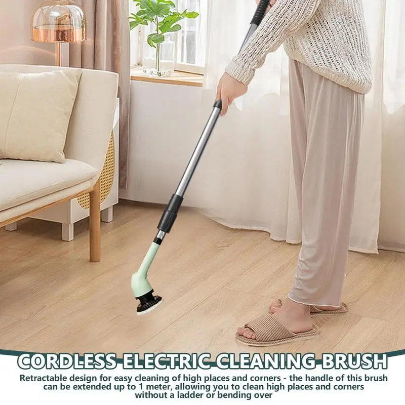 Spin Brush For Cleaning 2 Speeds Cordless Bathtub Cleaner Scrub Brush Household Cleaning Tools Cleaning Brush With 3 Brush Heads