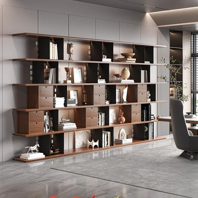 Home Office Free Combination High-end Bookcase Premium Sense Solid Wood Multi-layer Storage Rack Layered Rack Display Cabinet