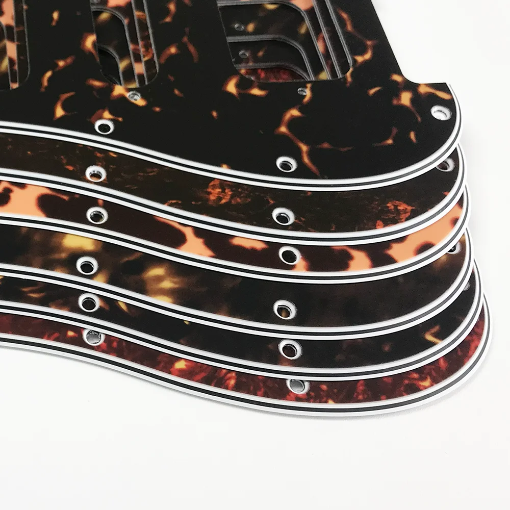 أجزاء الغيتار للولايات المتحدة الأمريكية \ المكسيك Fd St11 ثقوب المسمار HSH اثنين ديلوكس هامبوكرز واحد St الغيتار Pickguard خدش لوحة لهب نمط #4