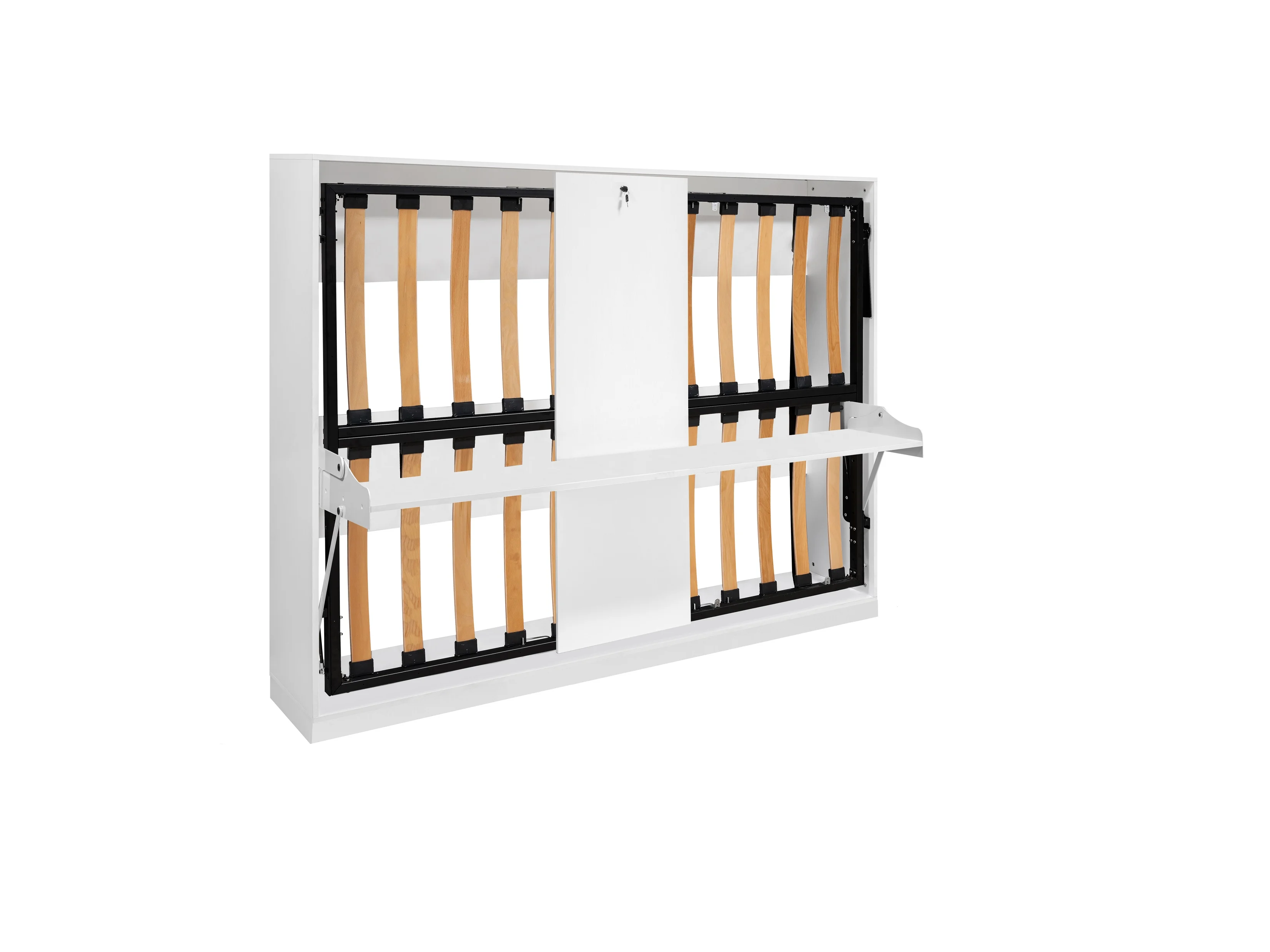 DOSIN Hidden Modern Space-Saving Full/King/Twin Size Birch Wood Metal Folding Murphy Bed Table Storage Iron Mechanism Folded