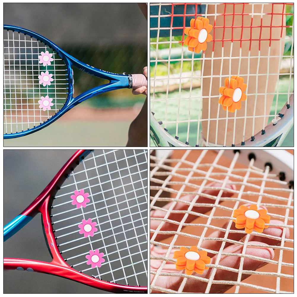7 szt. Silikonowe tłumiki do rakiet tenisowych w kształcie kwiatów, akcesoria do redukcji wibracji, tłumiki wibracyj do tenisa