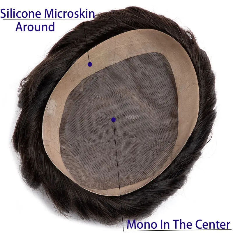 Men Wig Natural Indian Human Hair Toupee For Men Mono Male Wig Replacement System Unit Durable Toupee Men Male Hair Prosthesis