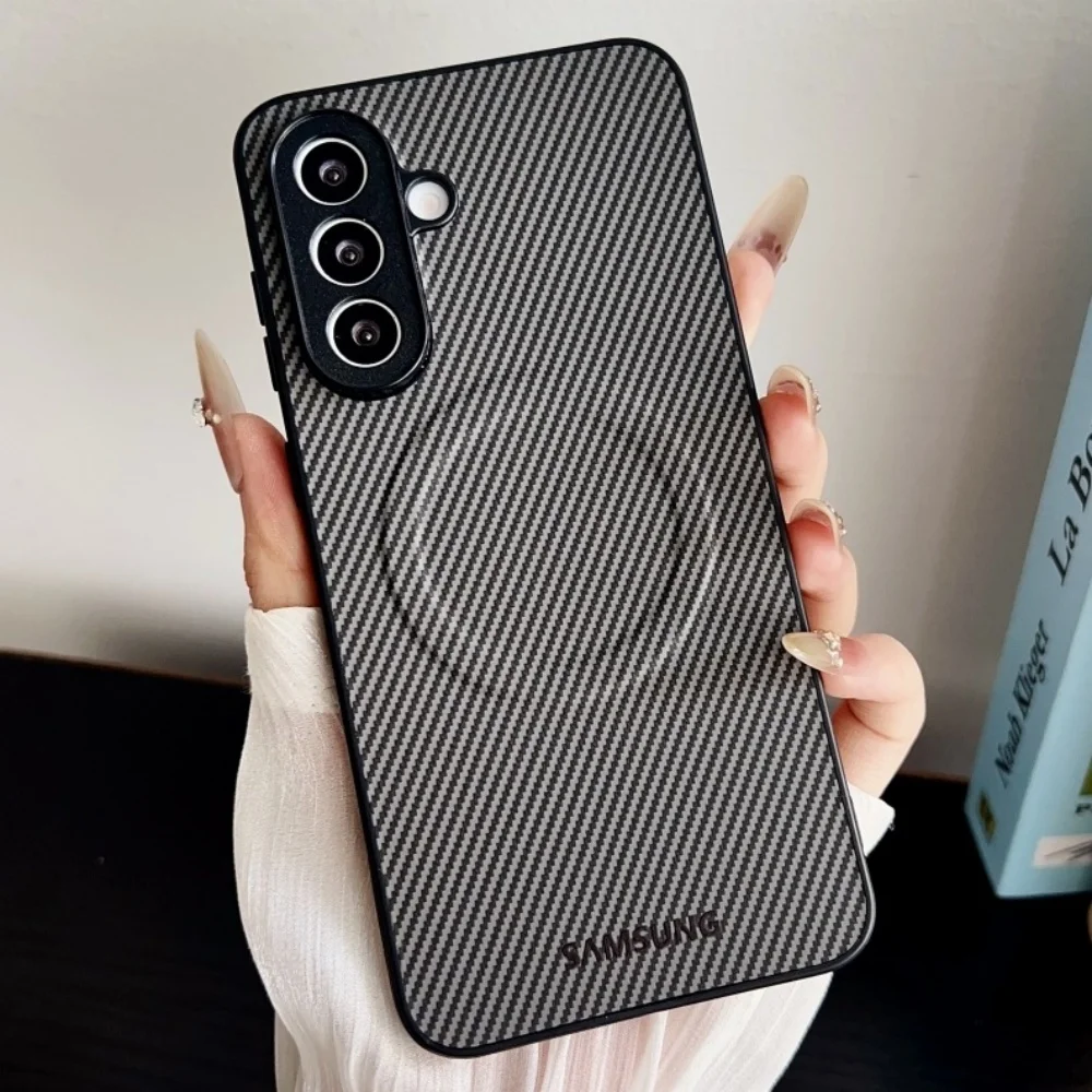 Carbon Fiber Grain Magsafe Wireless Charging Phone Case Samsung A55 A35 A25 A56 A36 A15 A16 A26 S25 S24 Ultra S23FE S22Plus Case