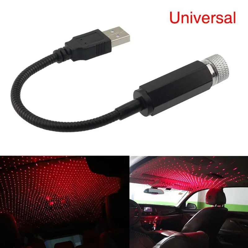 Mini carro LED telhado estrela luzes noturnas projetor, luz ambiente interior, céu estrelado, usb decorativo, 1 pc