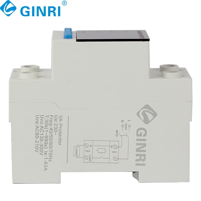 3PCS 63A 230V 2P Over Under Voltage Overcurrent Protection Electric Digital Voltage Protector Relay