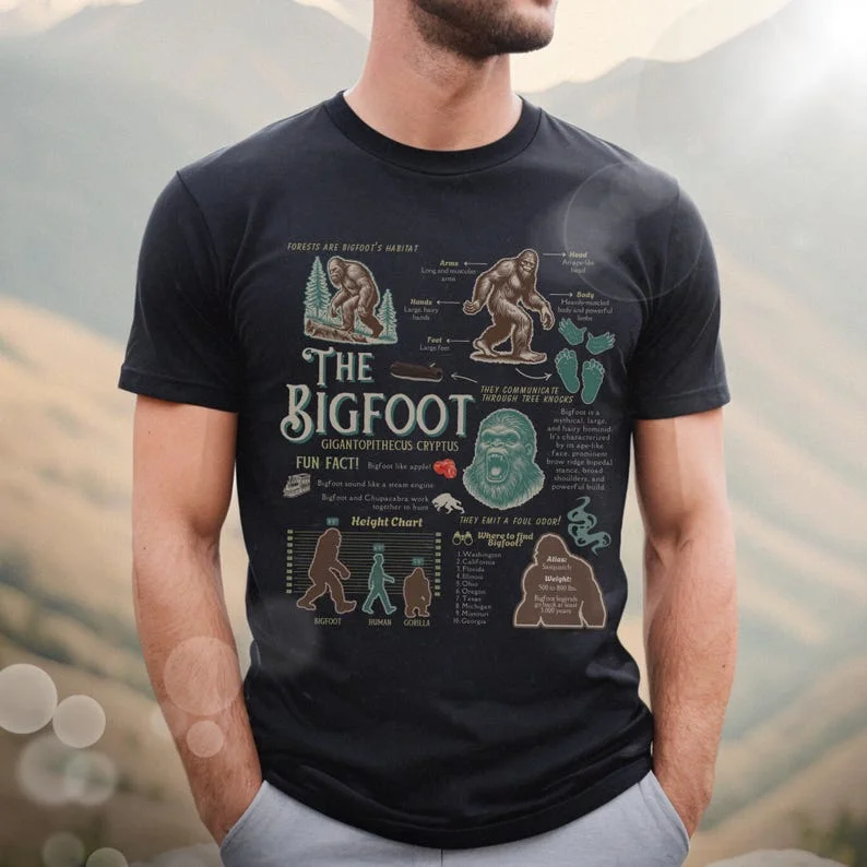 Vintage Bigfoot Biology Vintage Bigfoot T-shirt Cryptozoology Nature Lover Gift Wildlife Biologist Anatomy Granola T-shirt Tops