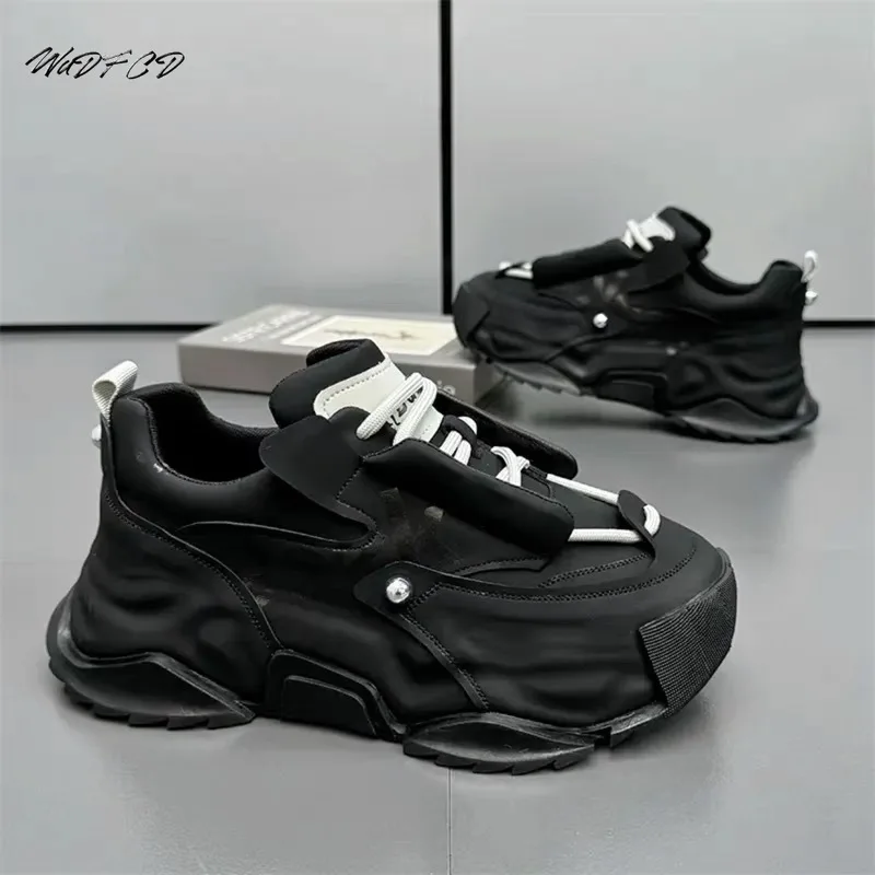 Chunky Sneakers Mens Designer Cover Bottom Sport Shoes Fashion Casual Microfiber Leather Upper Increased Internal Platform Shoes