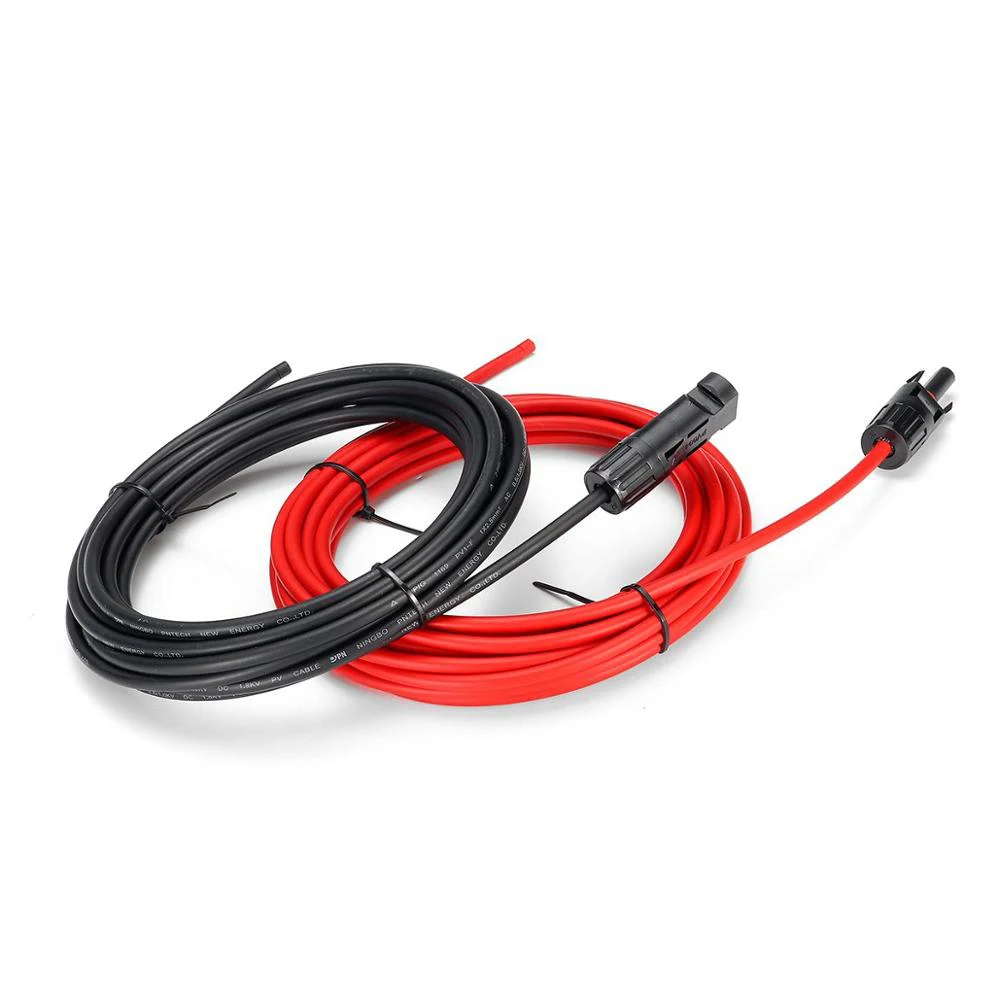 1Meters-5Meters 1Pair Solar Panel Extension Cable Copper Wire 6/4/2.5mm² 10/12/14AWG Black and Red with Connector Solar PV Cable