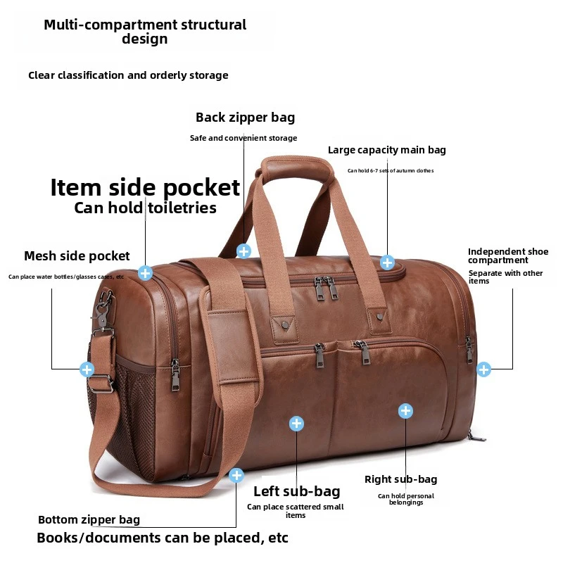 New Luggage Bag High Quality Outdoor Business Waterproof Travel Bag Wet and Dry Separation Package Large Capacity Portable Trave