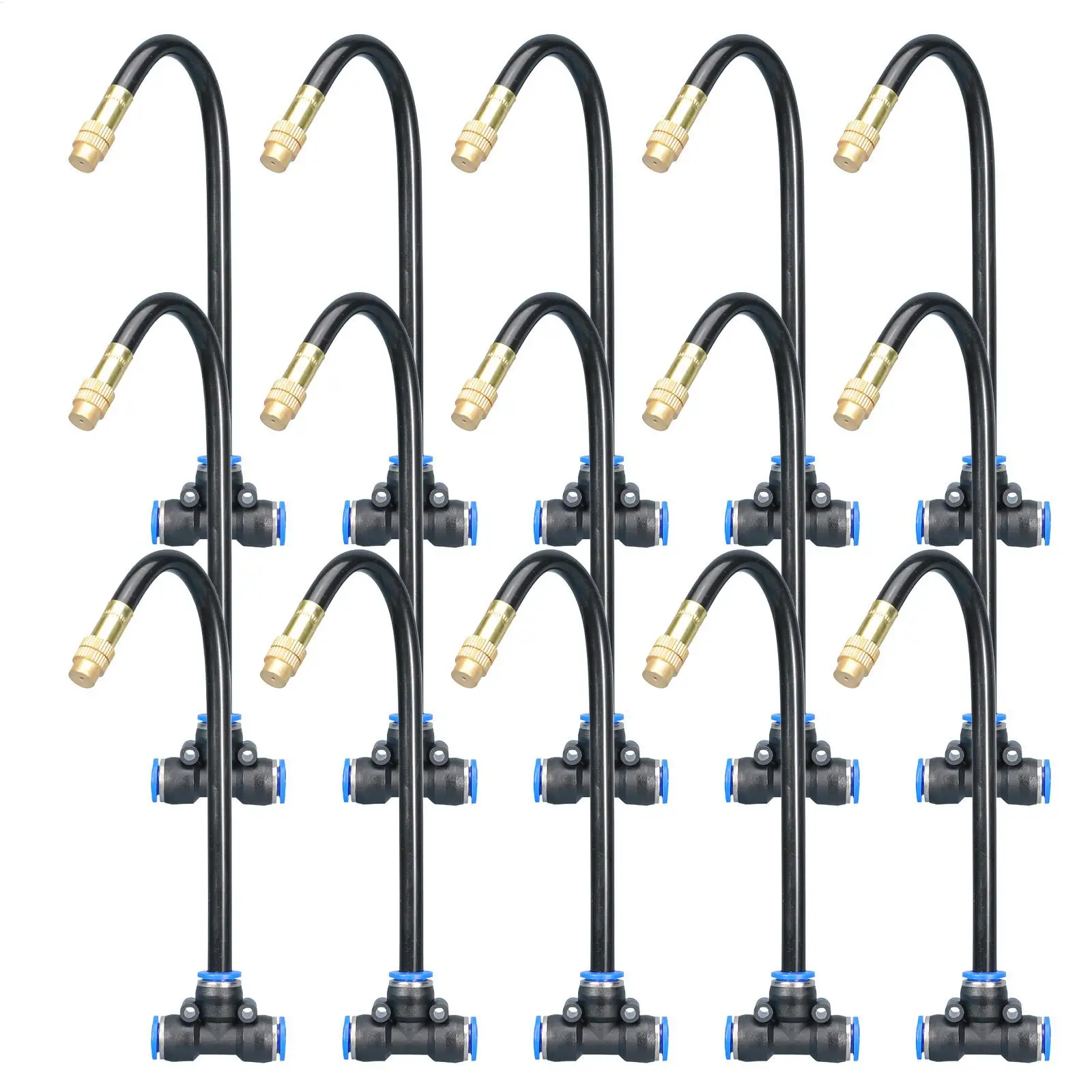 Drip Irrigation Emitters With T-Connector Brass Bendable Misting Sprinkler 15-Piece Drip Watering Mister Emitter For Garden