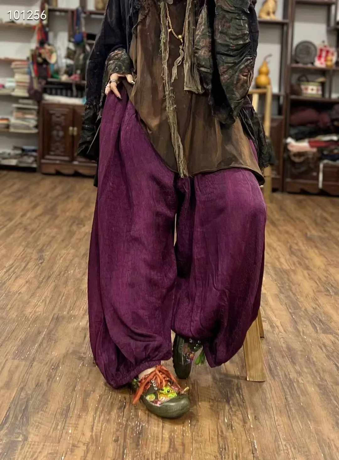 

New Chinese Sle Cool Craed Skin Silk Long Pants Lantern Pants Women's Autumn Design Original by SuXi Casual Pants