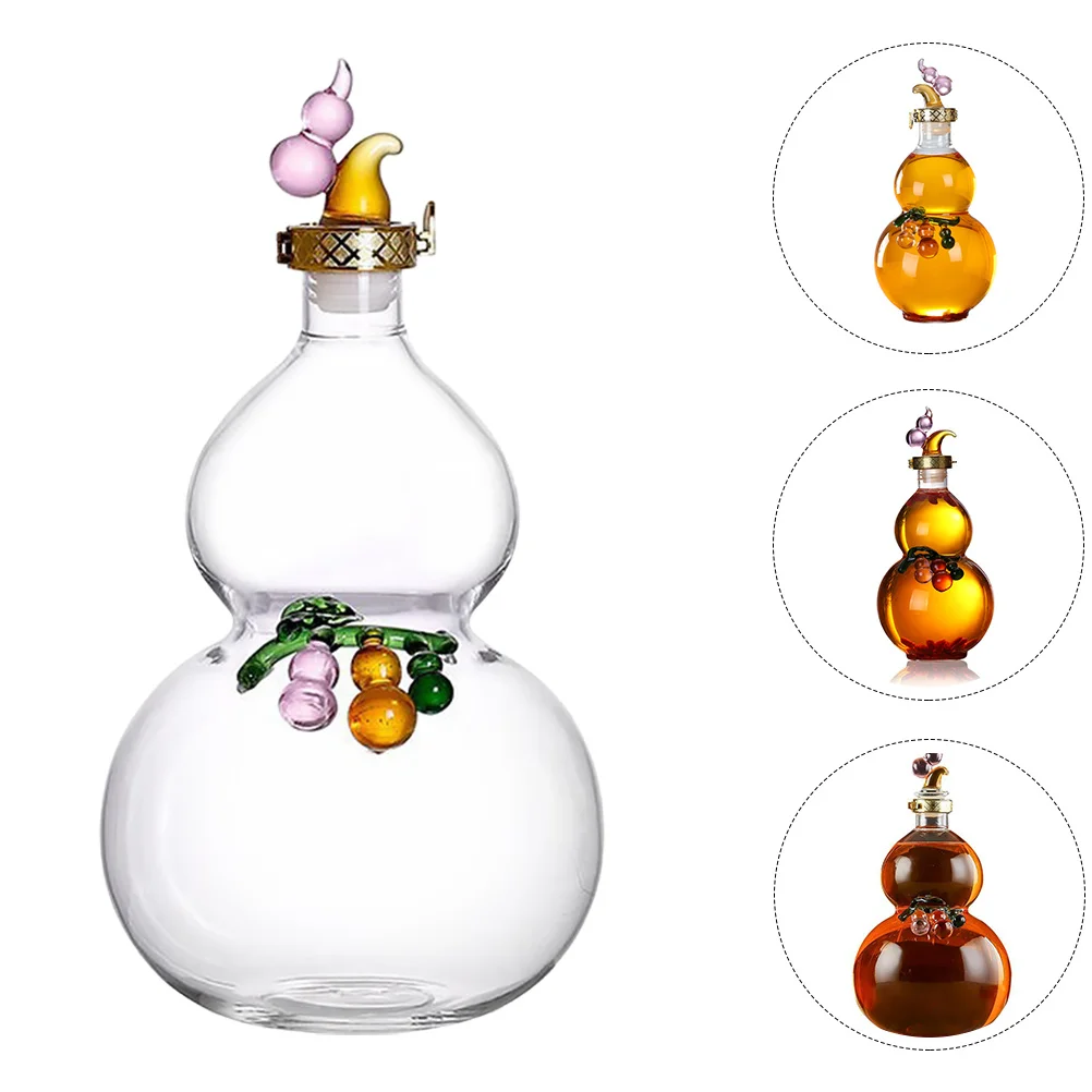 

Glass Gourd Shaped Wine Bottle Sealed Liquor Storage Container for Home Bar Restaurant Drinking Occasions Decorative Wine Making
