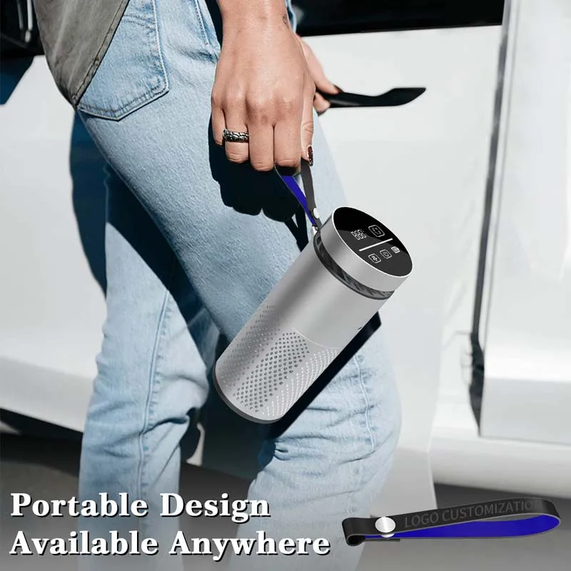 Smart Large Screen Temperature Display Portable Car Air Purifier with Negative Ion, Formaldehyde & Odor Removal, Desktop Use