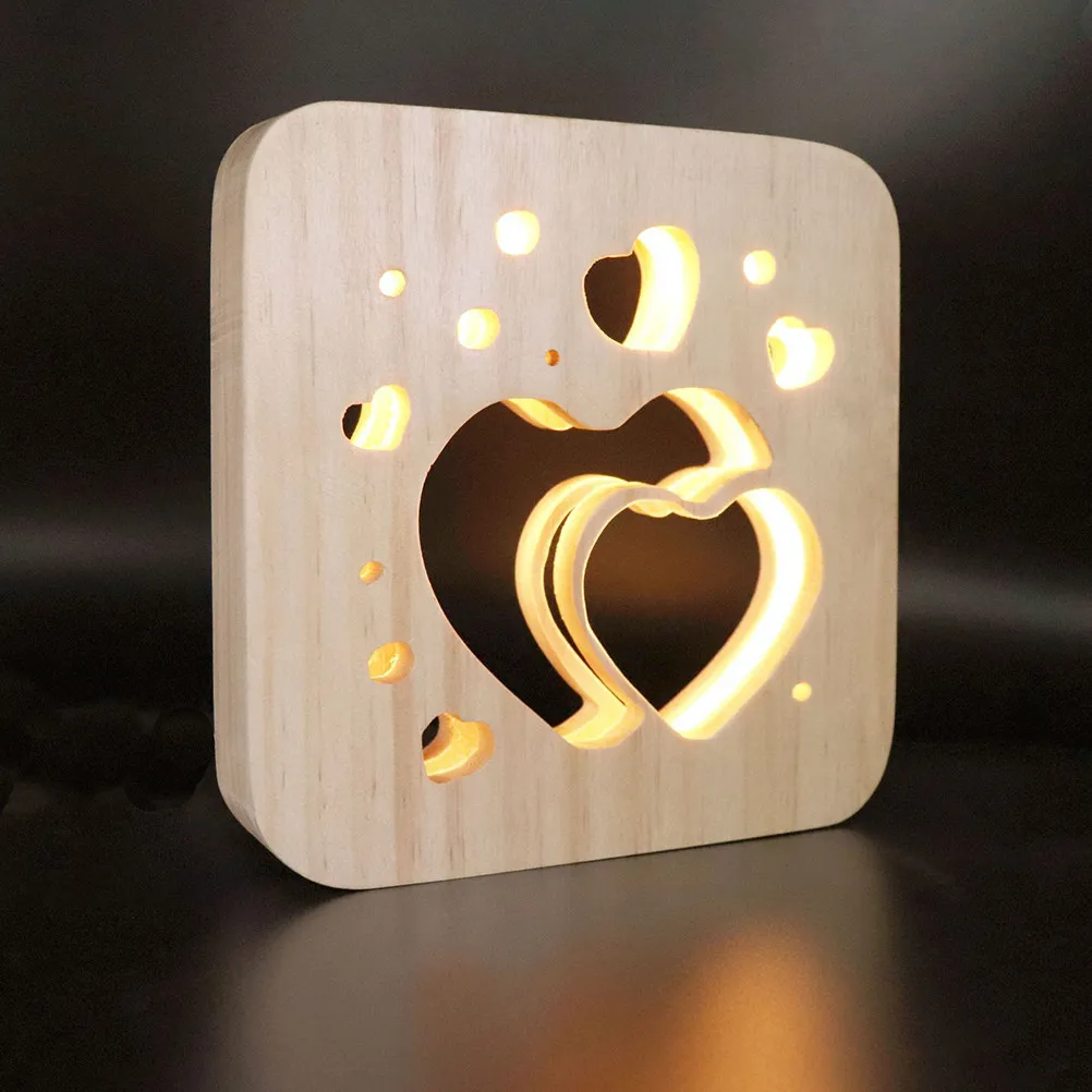 

Деревянный ночник с полым дизайном, создающий теплый мягкий свет, прикроватная лампа для детской комнаты, создающая расслабляющую атмосферу, подарок