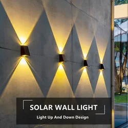 LED Outdoor Solar Wall Light Up And Down Luminous Garden Lamp Villa Courtyard Porch Street Decorative Lighting Wall Washer Light