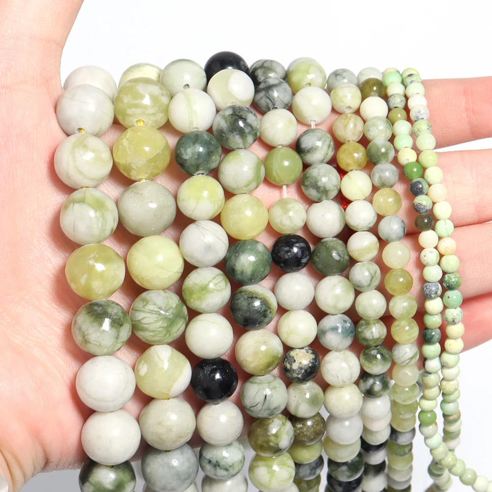 4/6/8/10/12 mm natürliche australische Jadesteinperlen, grüne runde Edelsteinperlen für die Schmuckherstellung, DIY-Halsketten, Armbänder, Zubehör