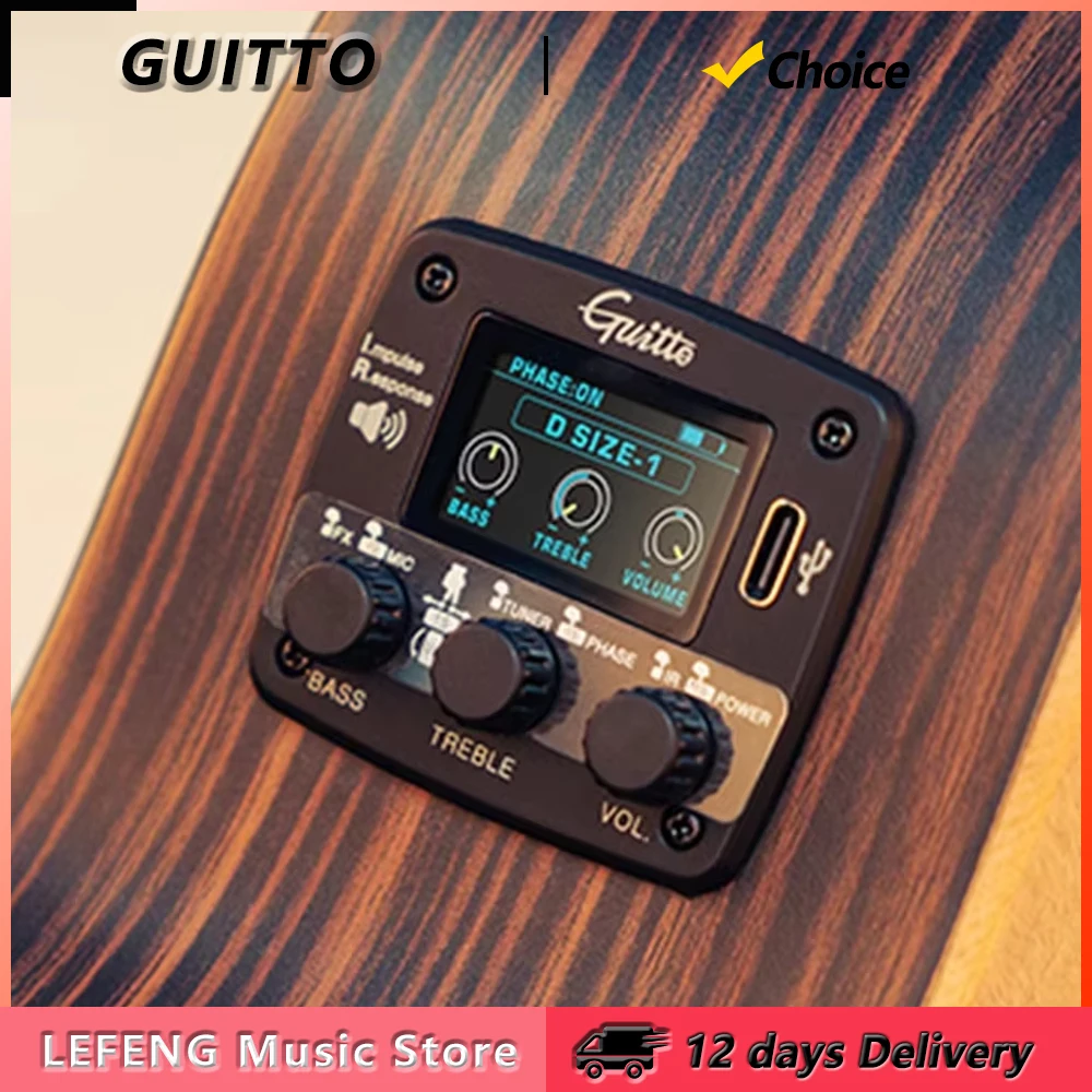 GGP-04 Acoustic/Classical  Guitar Pickup Multifunctional Vibration Pickup IR Pickup for Live Streaming Digital Live Stream EQ