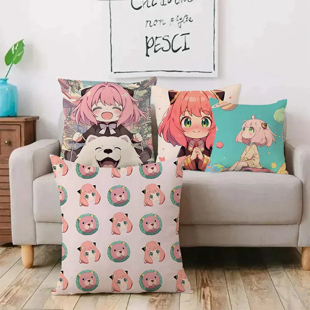 Pillow Covers Cartoon Anime S-Spy x Family Sofa Decorative Home Double-sided Printing Short Plush Cute Cushion Cover