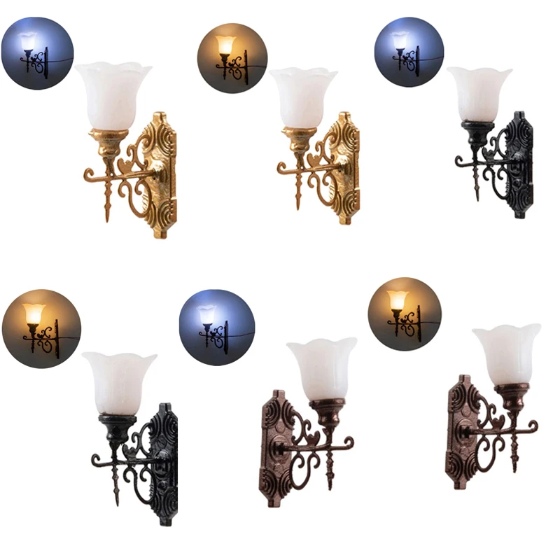 1pc Dollhouse Wall Lamp Model Garden Yard Chandelier Sand Table Led Light Doll House Garden Decor Material 