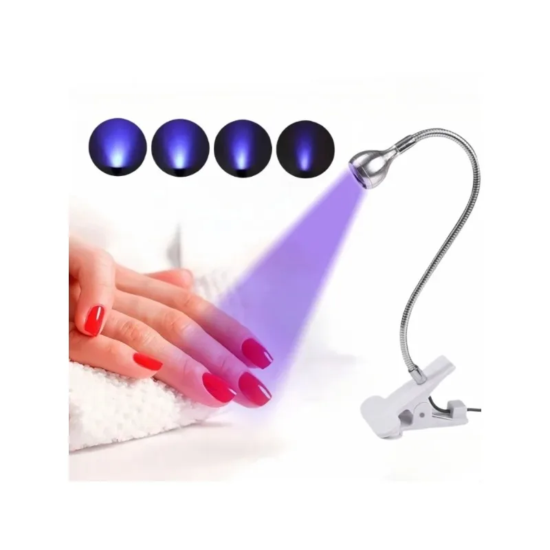 Lampada per unghie con interruttore a pedale a 4 colori Lampada per manicure da costruzione a LED da 5 W Piccola lampada Clip laterale portatile Luce viola UV ad asciugatura rapida