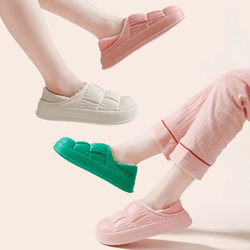 Women's Slippers Can Be Worn Outdoors Warm Cotton Slippers For Men And Women Waterproof And Odor-Proof At Home In Winter