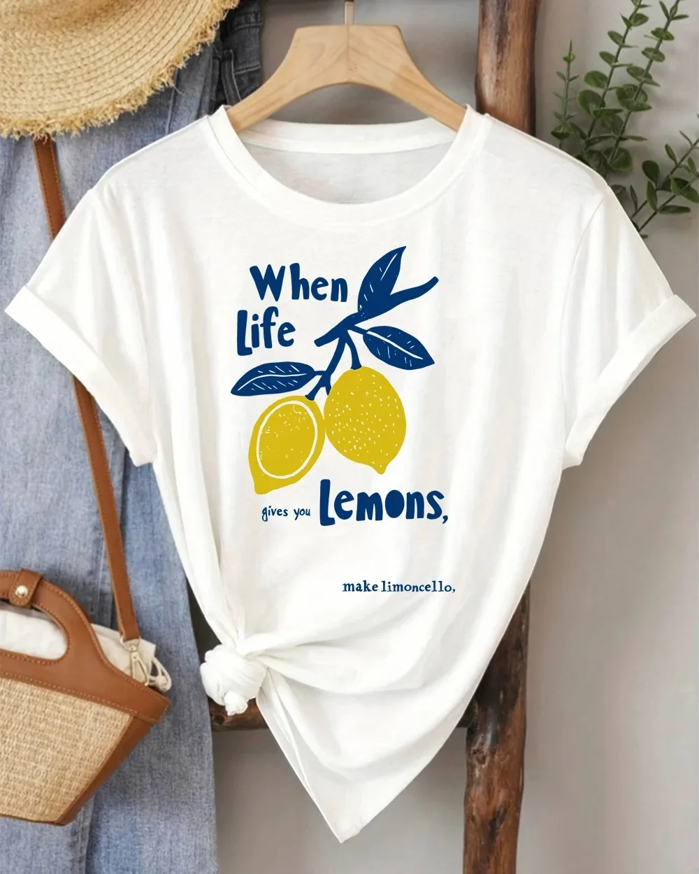 Camiseta Vintage con Gráfico de Limón, Estética, con Eslogan de Limoncello, de Verano, Manga Corta, Informal, a la Moda, para Mujer, Estilo Harajuku
