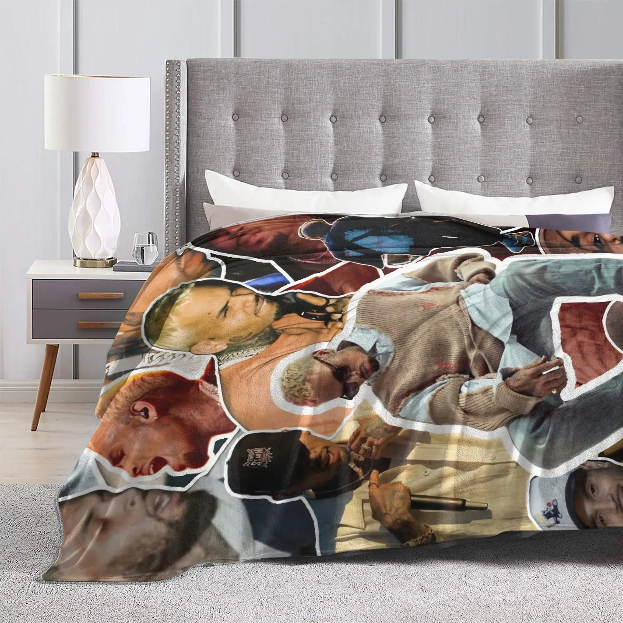 بطانيات كريس براون بريزي باول XX جولة جودة الفراش الناعمة يلقي الشتاء نزهة ديكور المنزل مفرش سرير مريح #3