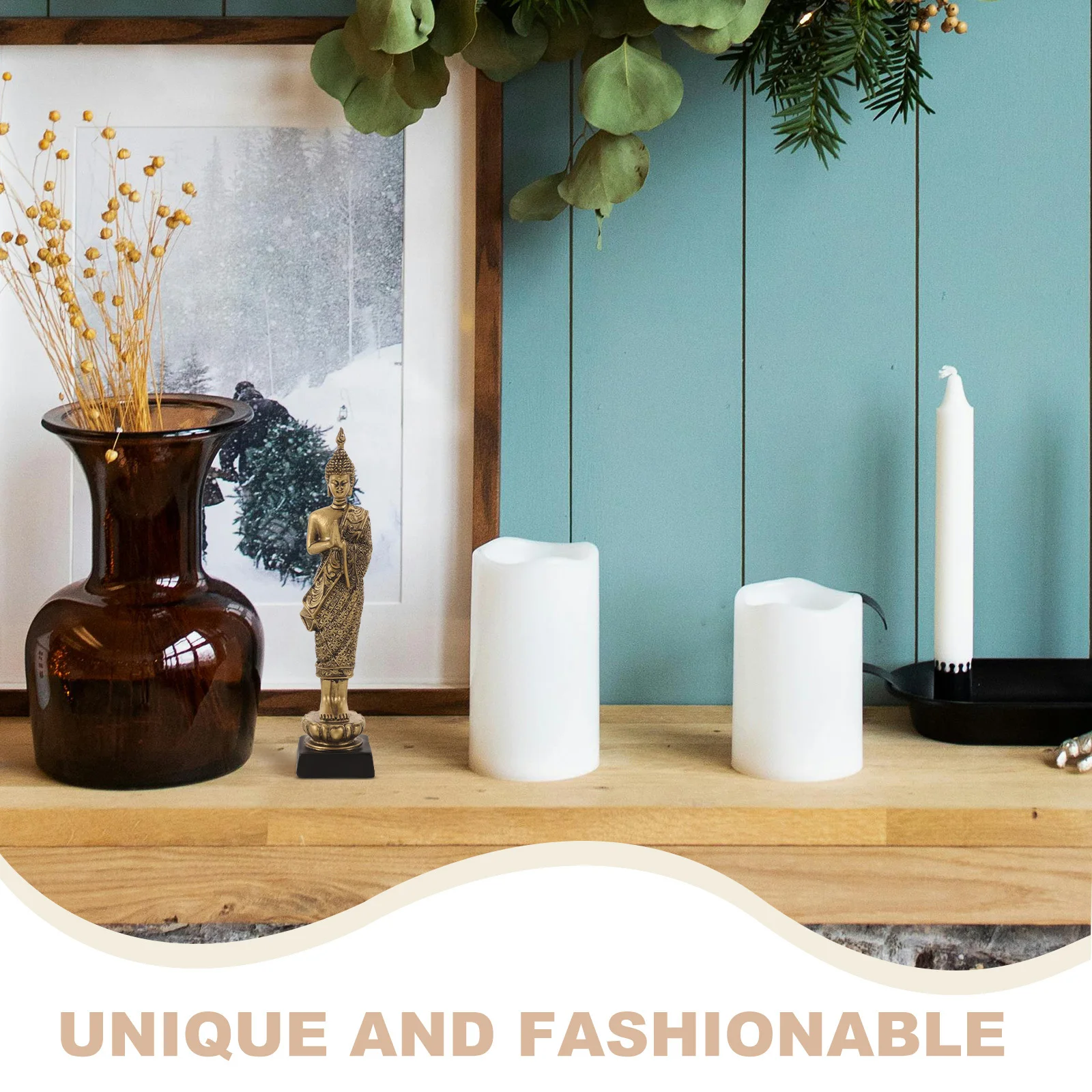 

Small Resin Buddha Statue Retro Style Desktop Meditation Buddha Sculpture Indoor Home Zen Decoration Good Luck Statue