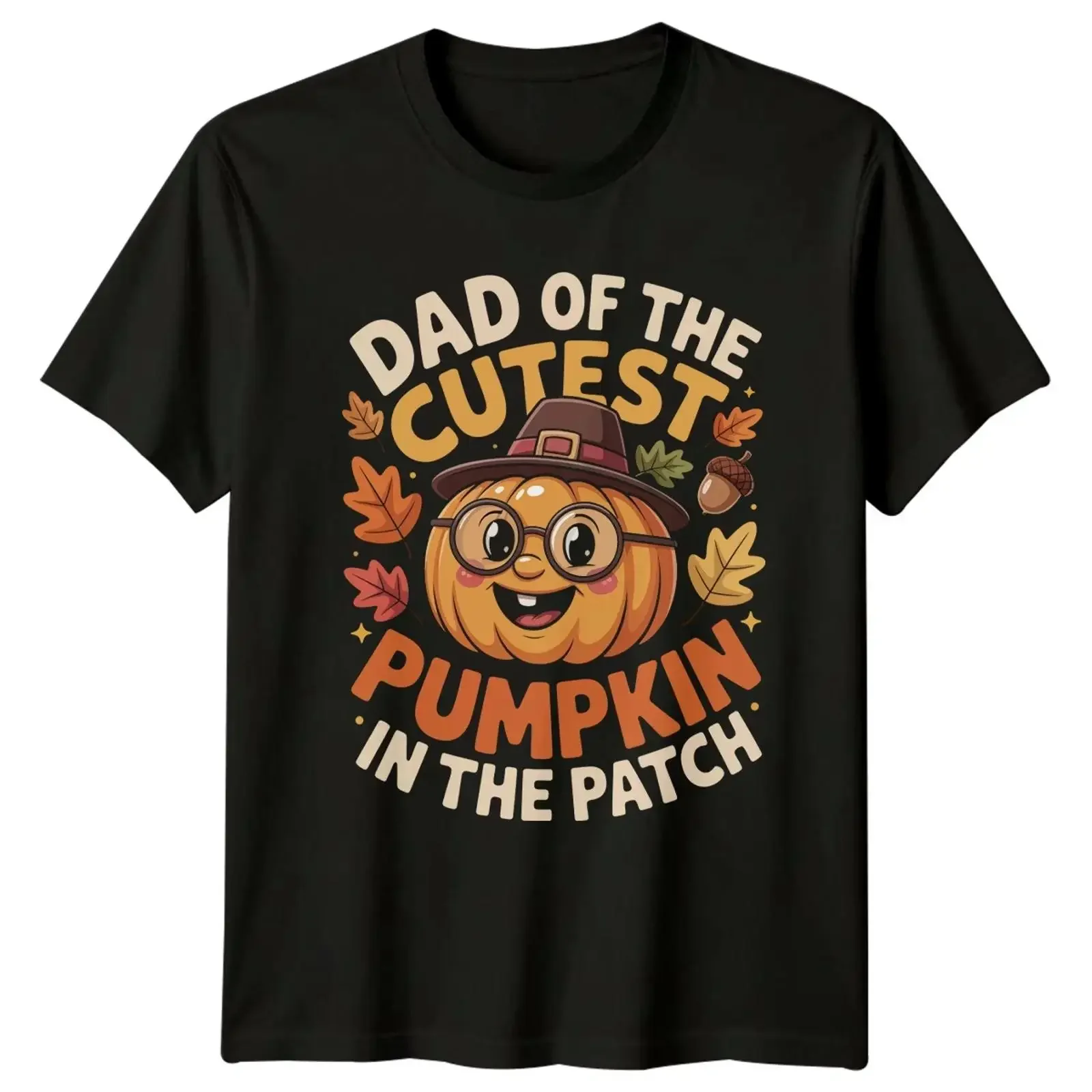 Papa Of The Cutest Pumpkin Men's T Shirt Fatherhood Halloween for Him vintage Washed Slightly streetwear Top For Everyday Wear