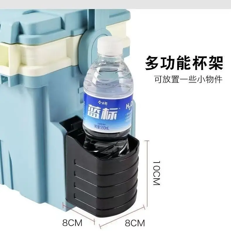 Light Blue Portable Fishing Tackle Box With Rod Holder Insert, Quick-Install No-Drill Fishing Gear Storage Box For Outdoor