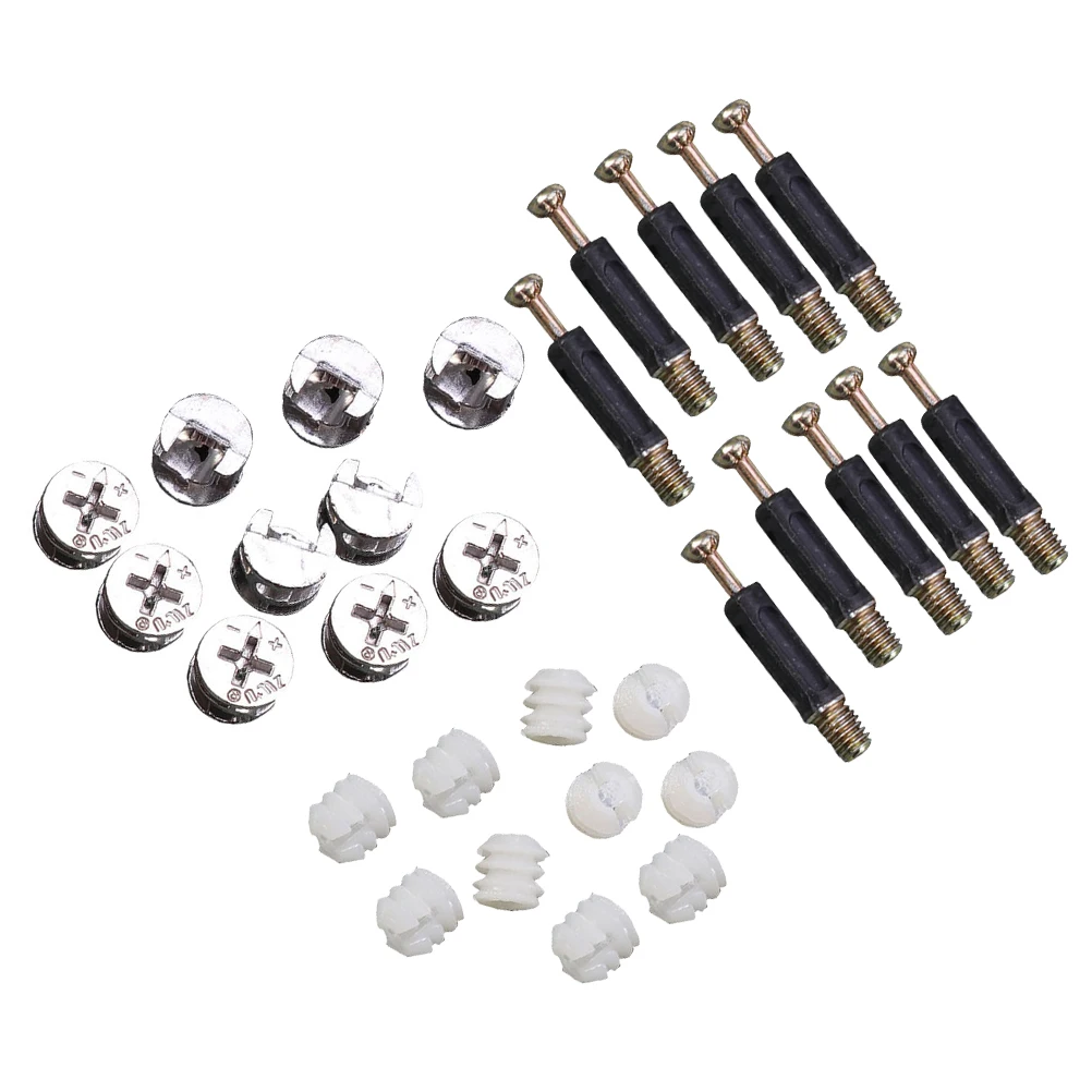 

24 set Nut Dowels Furniture Fasteners Connectors Cam Screw Fittings Bolt Sturdy Replacement Hardware Fittings