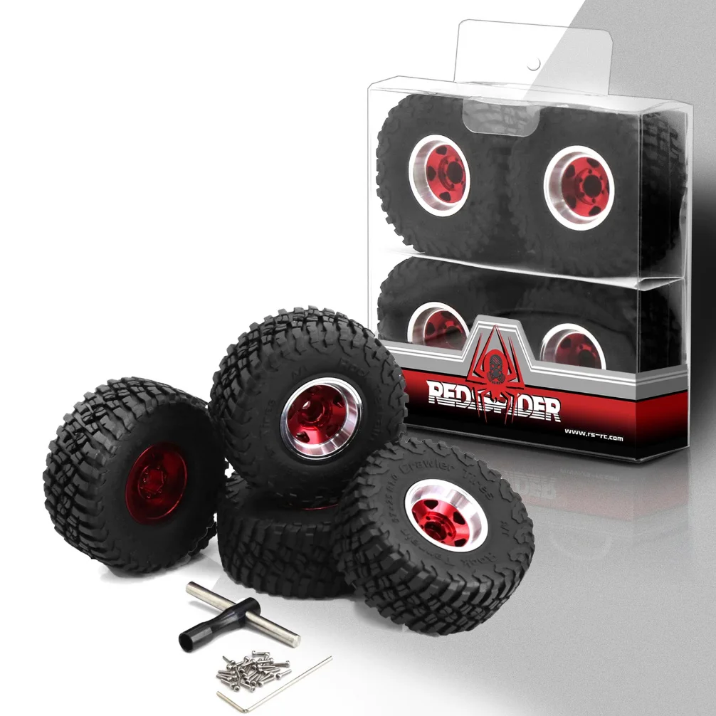 

1/18 1/24 Rc Crawler Terrain Tire Anti-Off Rim Set 1.0inch Wheel Hubs Suitable for Axial Scx24 Fms Fcx24 Traxxas Trx4M Enduro24