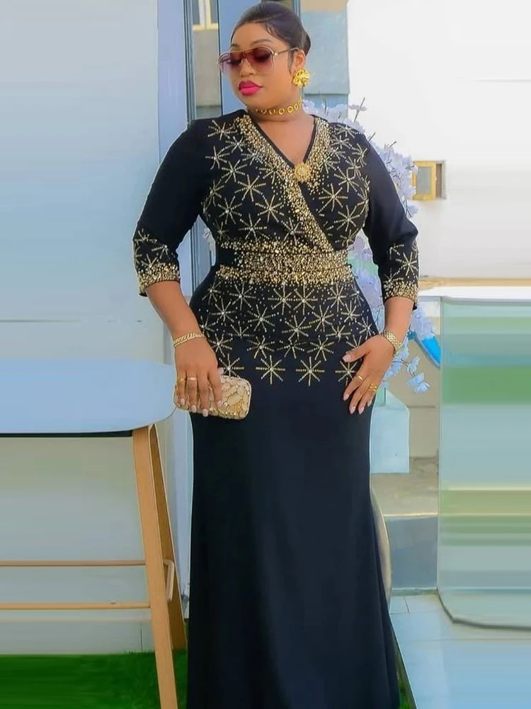 Eleganckie sukienki na przyjęcia dla pań, odzież afrykańska, luksusowe diamenty, długa sukienka, kombinezony dla pań do biura, letnie sukienki bodycon maxi na rok 2026.