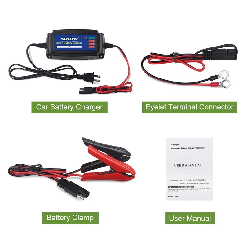 12V 5AMP Automatic Smart Battery Charger Maintainer for Car Truck Boat Motorcycle all types Lead Acid Batteries Power Repair