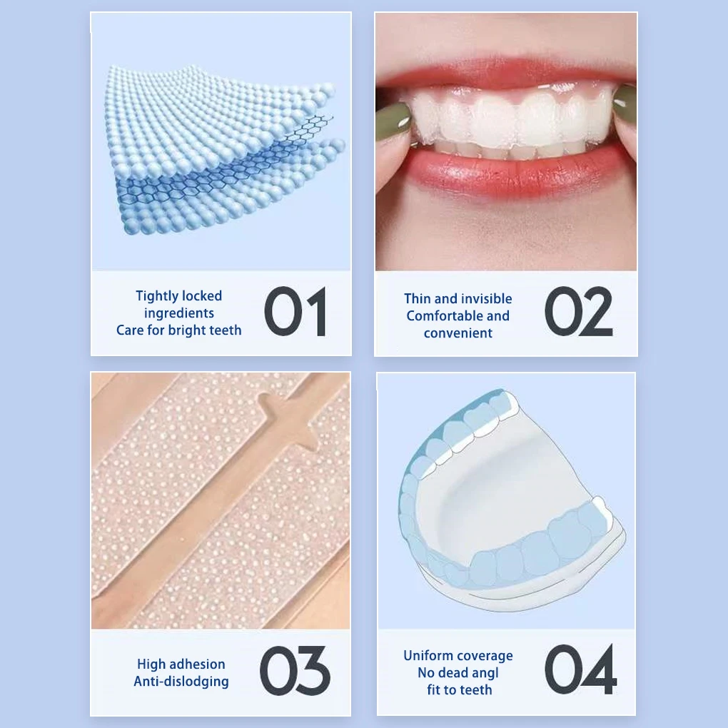 Tooth Whitening Stickers Teeth Plaque Remover Whitener Gel Strip Travel